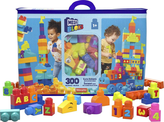 MEGA BLOKS Toy Blocks Even Bigger Building Bag with Storage (300 Pieces) for Toddler