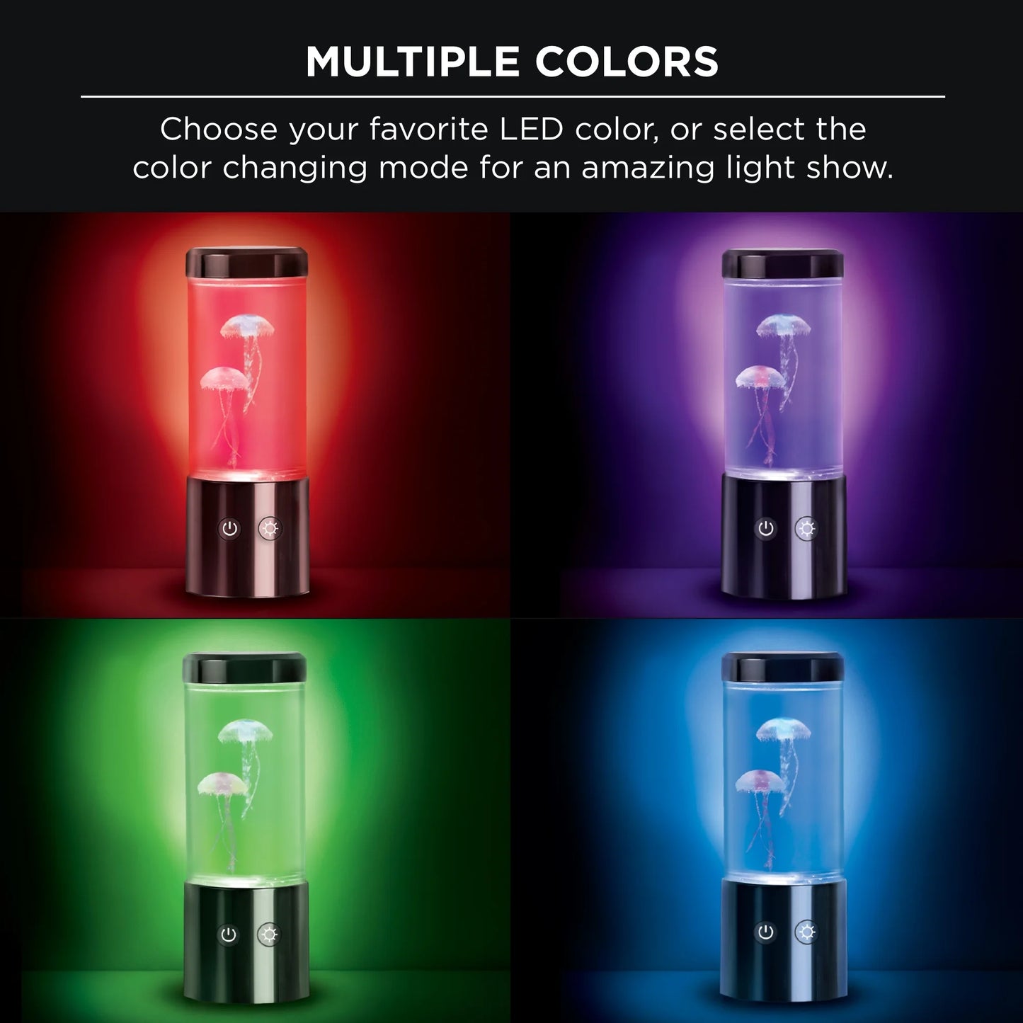 Merkury Innovations Jellyfish Lamp Motion & Multicolor Leds - Easy Mode Switching, USB Powered - 9"