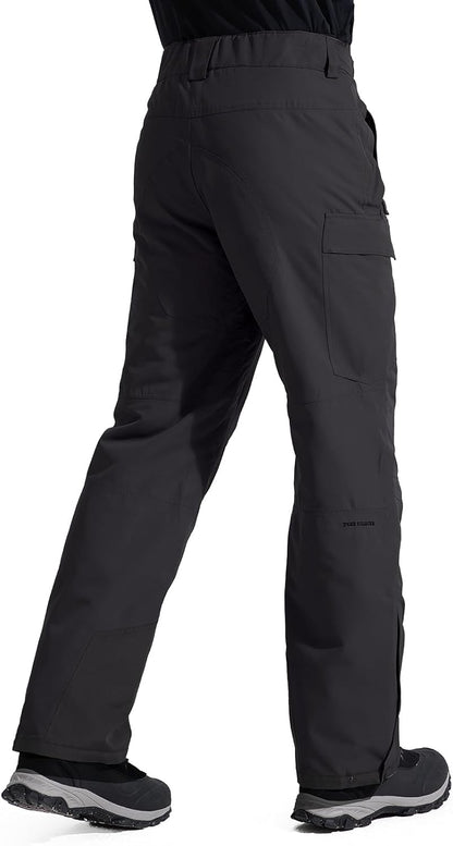 FREE SOLDIER Men's Waterproof Snow Insulated Pants Winter Skiing Snowboarding Pants with Zipper Pockets