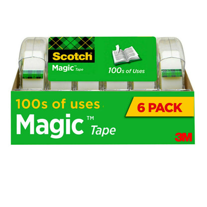 Scotch Magic Tape Dispensers, 3/4 in. x 650 in., 6 Dispensers