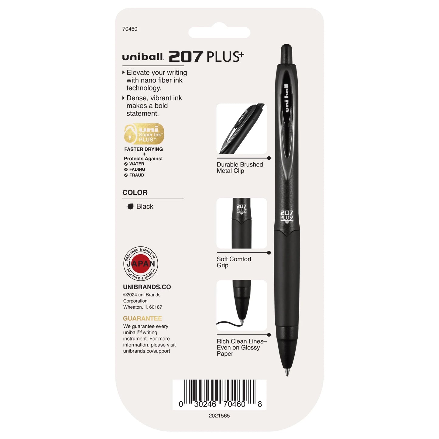 Uniball 207 Plus+ Retractable Gel Pens, Medium Point (0.7mm), Black Ink, 4 Count