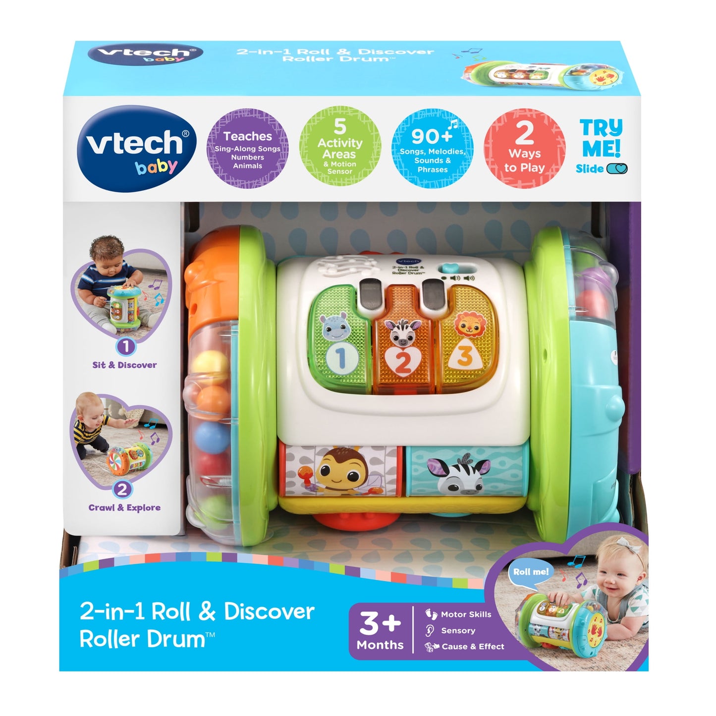 VTech Baby 2-in-1 Roll & Discover Roller Drum Baby and Toddler Toys