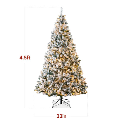 Best Choice Products 4.5ft Pre-Lit Holiday Christmas Pine Tree w/ Snow Flocked Branches, 200 Warm White Lights