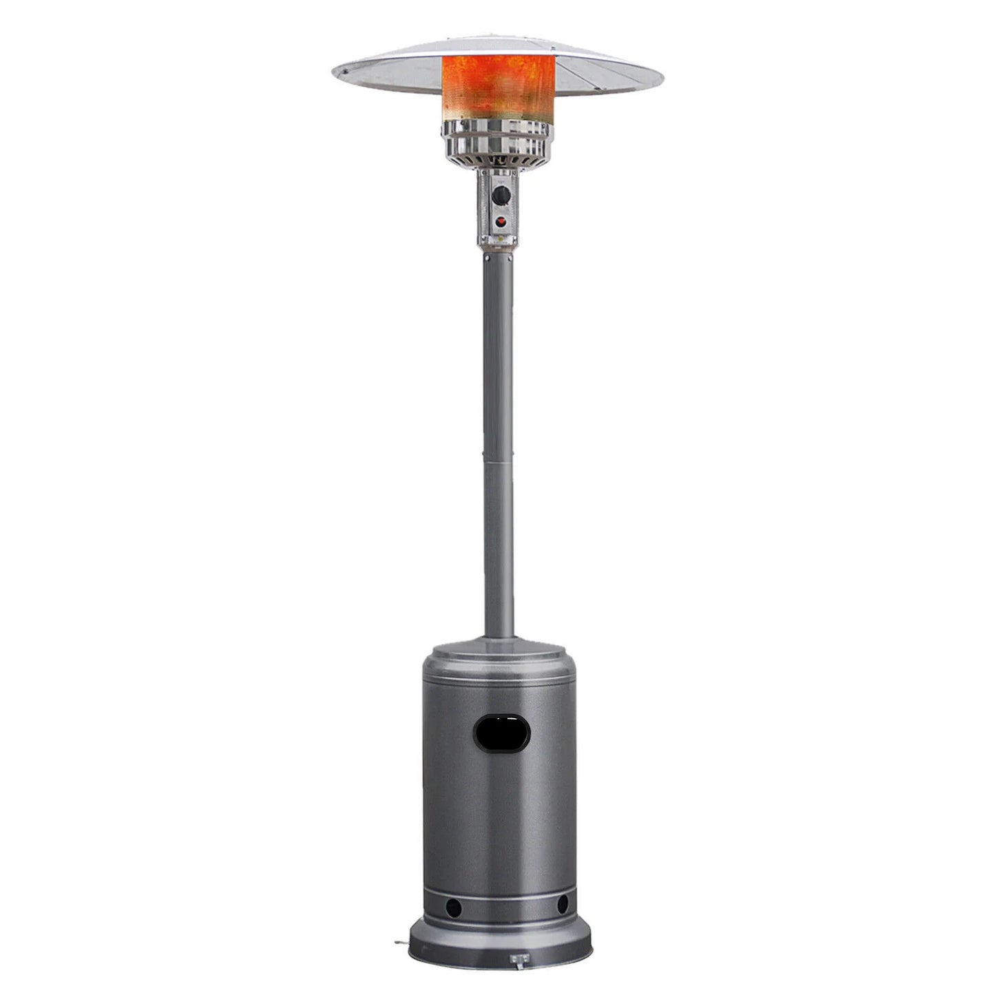 Gymax 50000 BTU Patio Standing LP Gas Heater Stainless Steel Propane W/ Wheels Grey