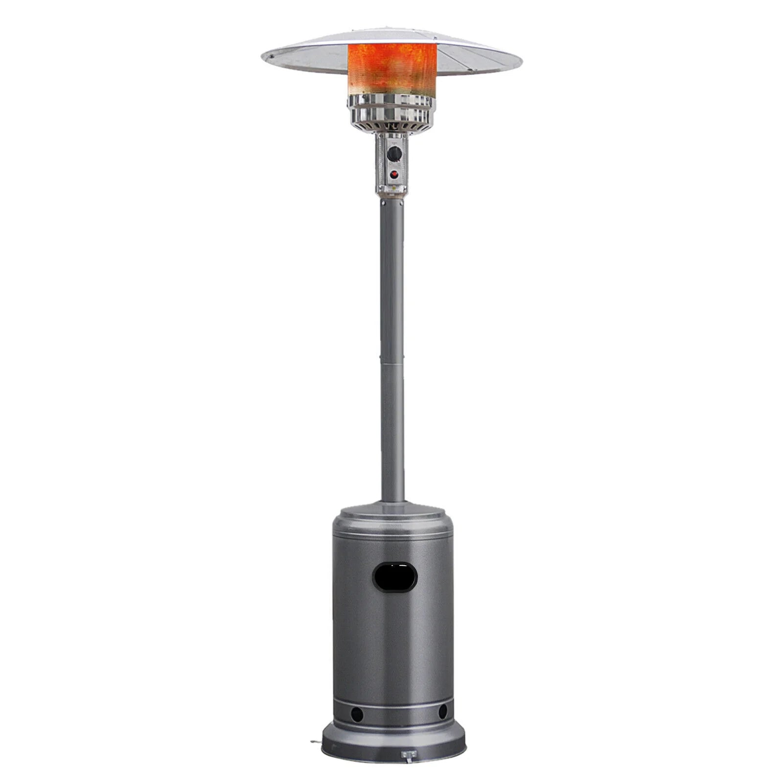 Gymax 50000 BTU Patio Standing LP Gas Heater Stainless Steel Propane W/ Wheels Grey