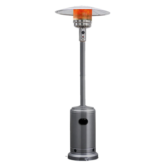 Gymax 50000 BTU Patio Standing LP Gas Heater Stainless Steel Propane W/ Wheels Grey