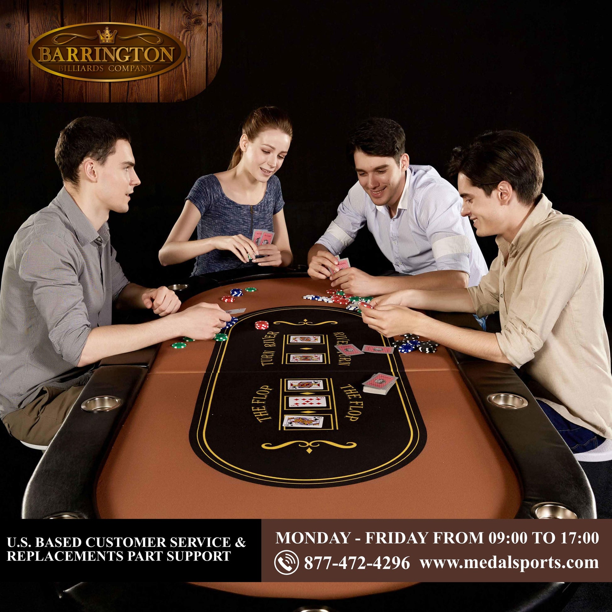 10-Player Poker Table, No Assembly Required, by Barrington Billiards Company