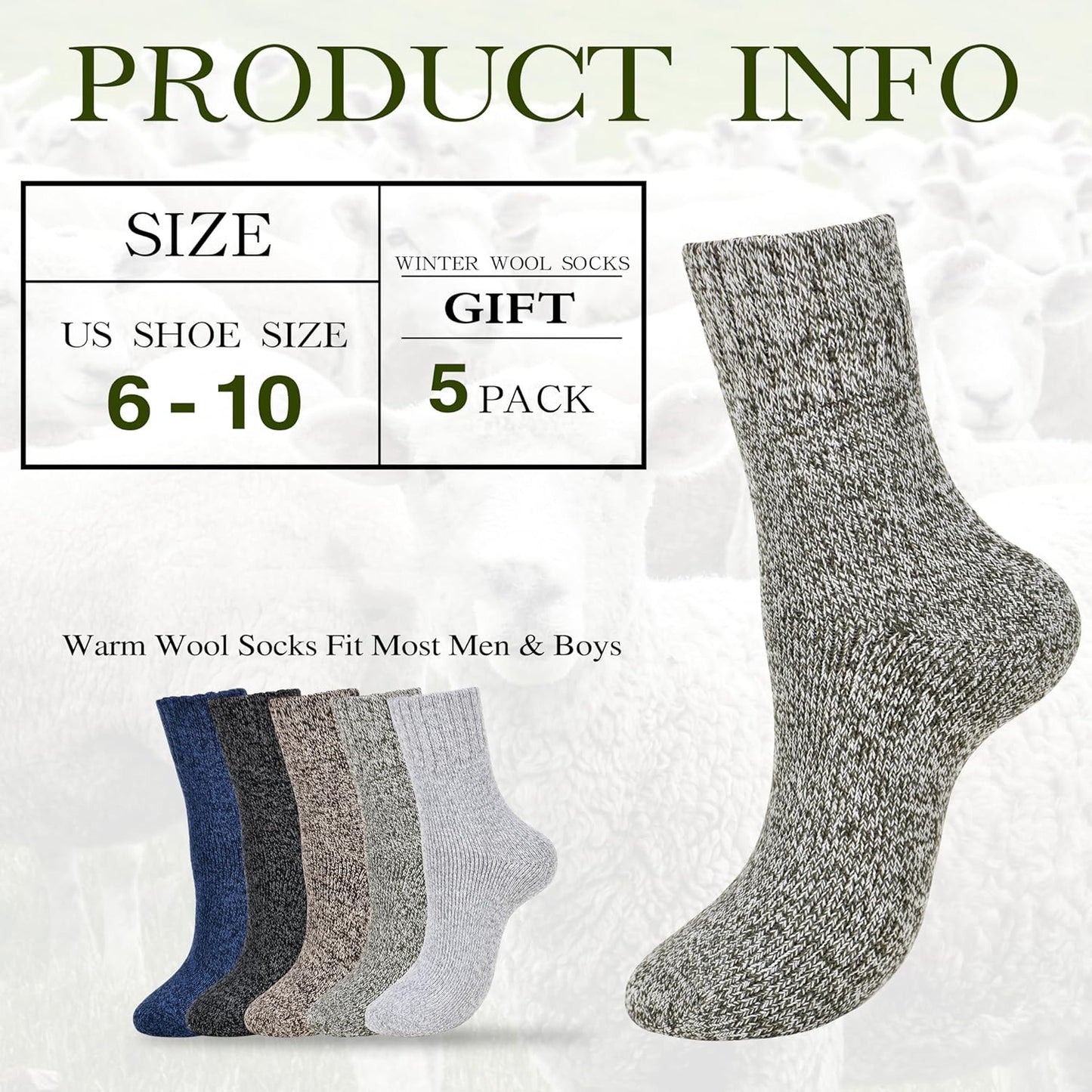 Clothclose Wool Socks - Winter Warm Wool Socks for Women Men, Soft Cozy Socks, Thick Knit Crew Socks Boot Socks for Women Men