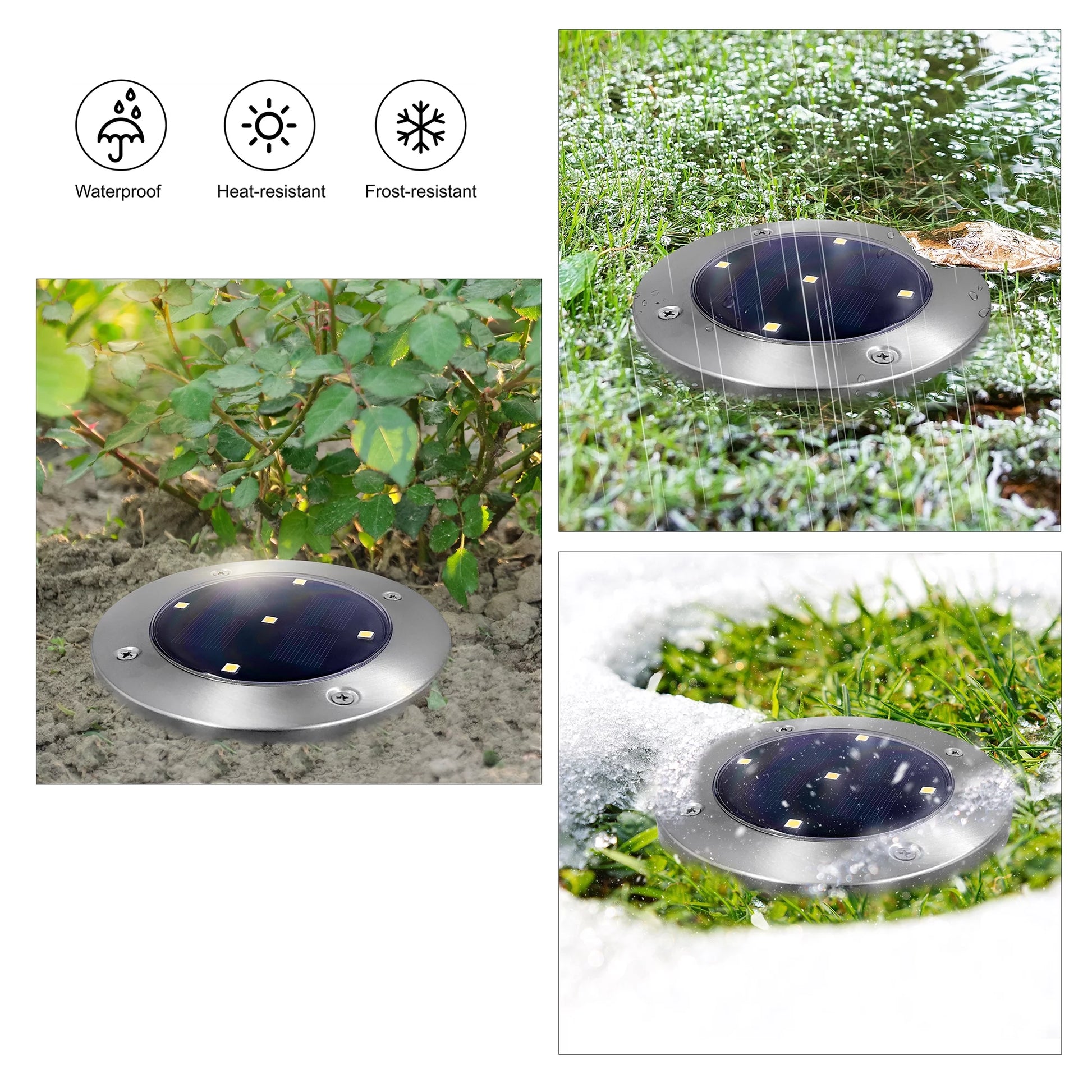 Mainstays Solar Powered Stainless Steel LED Landscape Disc Lights, 12 Lumens (4 Count)