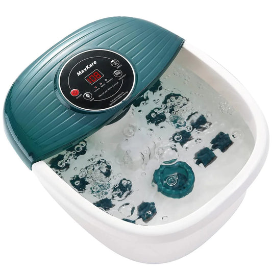 MaxKare Foot Spa Bath Massager with Heat, Bubbles, and Vibration, Digital Temperature Control, 16 Detachable Massage Rollers, Soothe and Comfort Feet