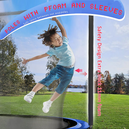 16FT Trampoline for 8-9 Kids Adults with Basketball Hoop, Enclosure, Light, Sprinkler, Socks, 2000LBS Outdoor Round Heavy Duty Recreational Backyard Trampoline