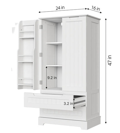 Aiho 47" H Kitchen Pantry Cabinet with 2 Doors and 2 Drawers, Solid & Sturdy, Storage Cabinet for Entryway, Kitchen - White