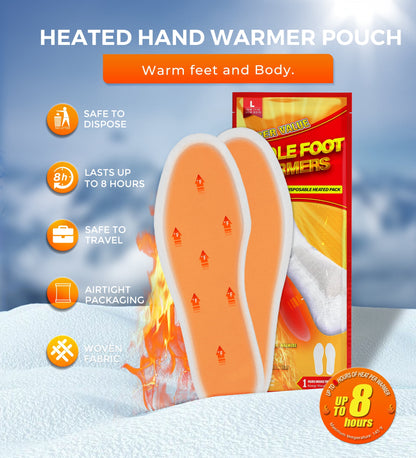 NFTIGB Insole Foot Warmers Value Pack (25 Pairs), Disposable Heat Foot Pad, Safe Natural Odorless Air Activated Heating 8H, Size L for US Women 11-12 / Man 8.5-10