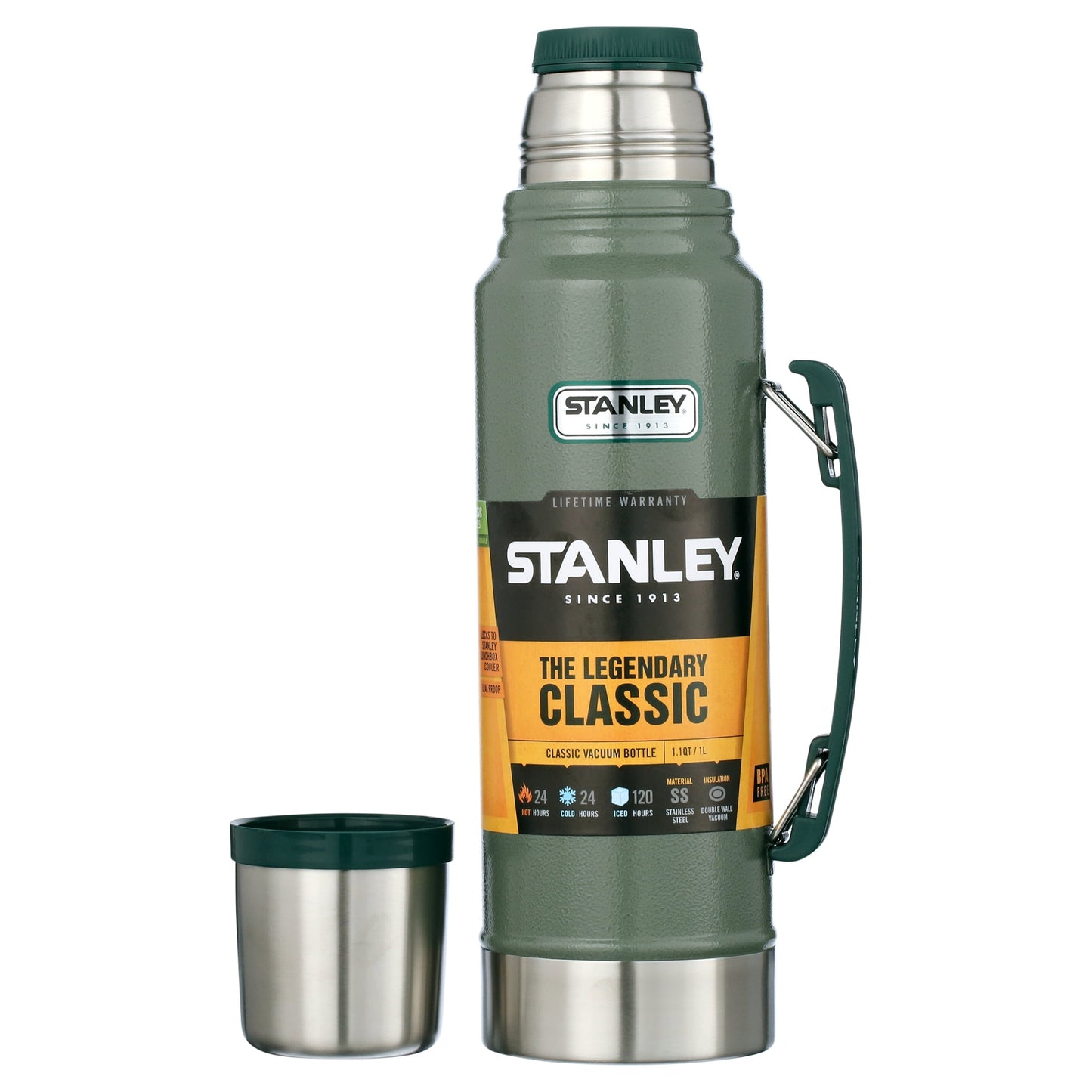 STANLEY Classic Vacuum Bottle, Green/Silver