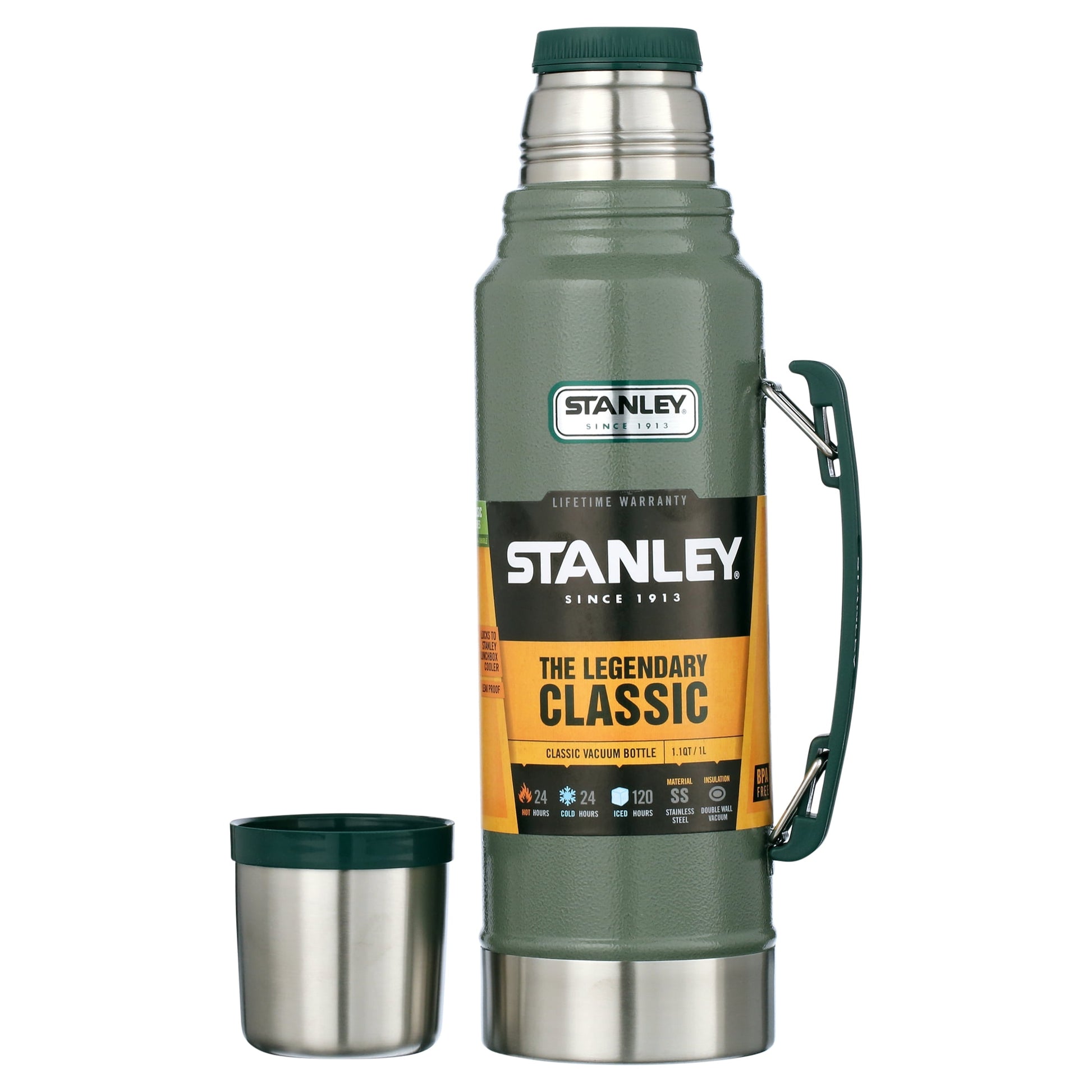 STANLEY Classic Vacuum Bottle, Green/Silver