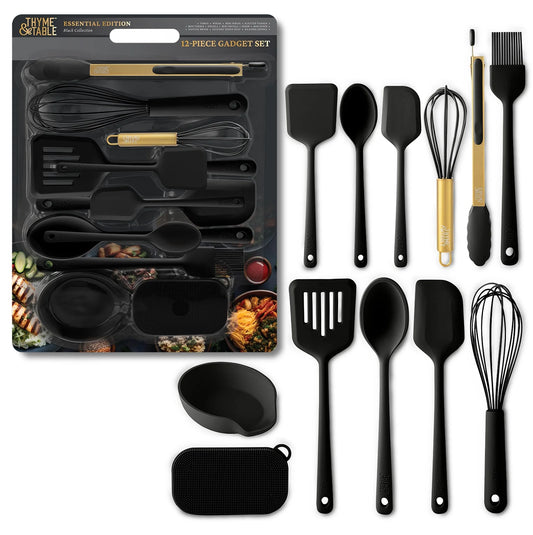 Thyme & Table 12- Piece Silicone Cooking Utensil Set, Black