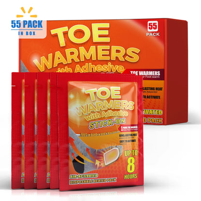 NFTIGB 55 Pack Foot Toe Warmers with Adhesive Backing, Air Activated Disposable Hand Warmer 8H Heat