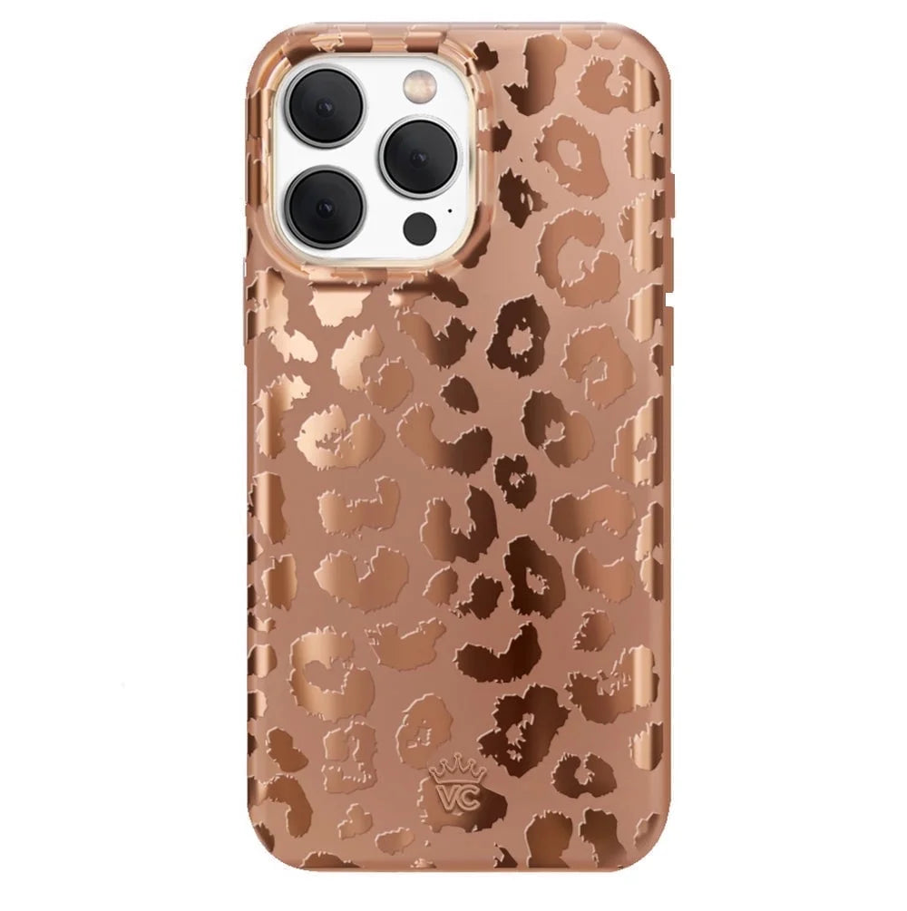 Velvet Caviar iPhone 15 Pro Max Case MagSafe Compatible - Cute Protective Phone Cases for Women - Bronze Chrome Leopard