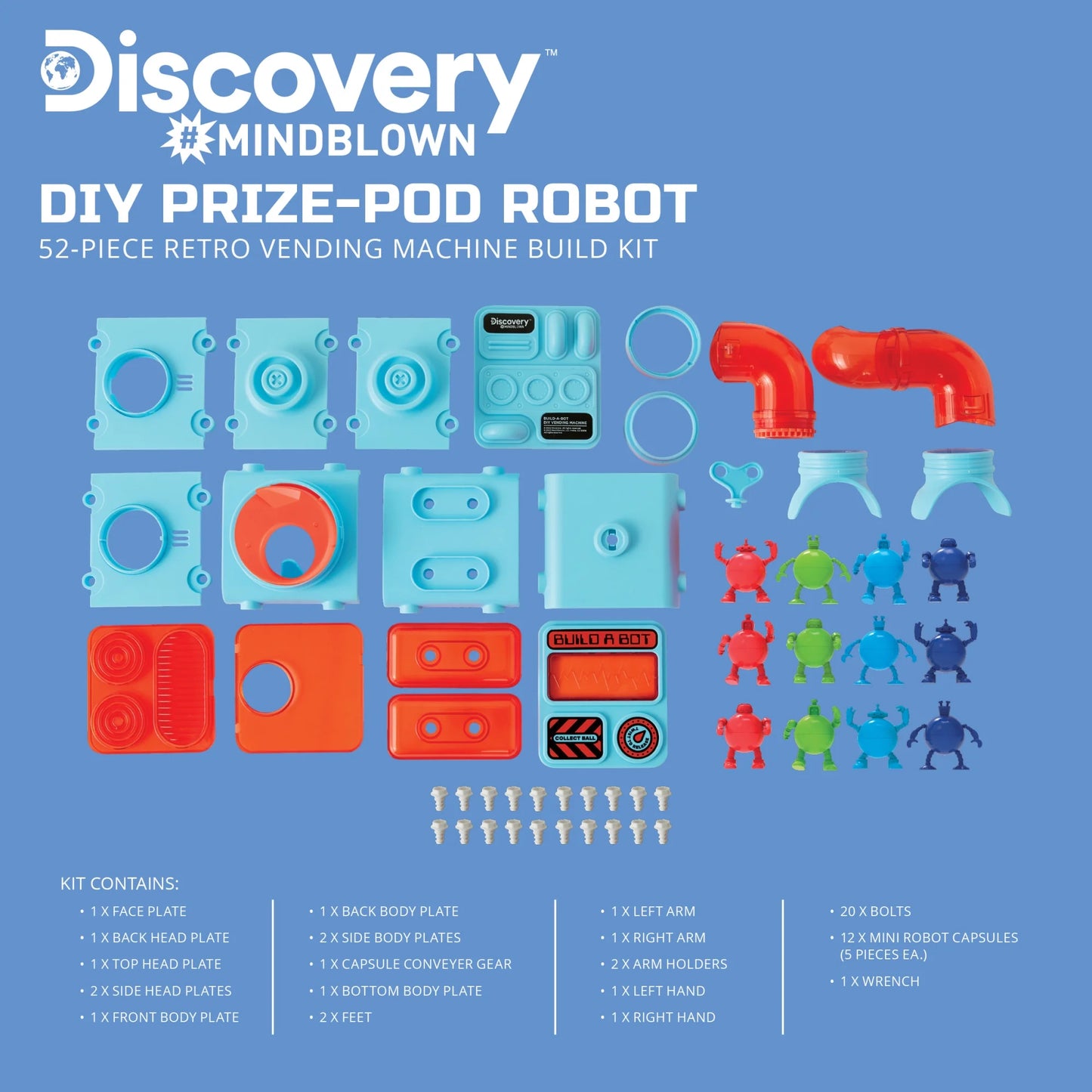 Discovery #Mindblown DIY Prize-Pod Robot 52-Piece Retro Vending Machine Build Kit for Children