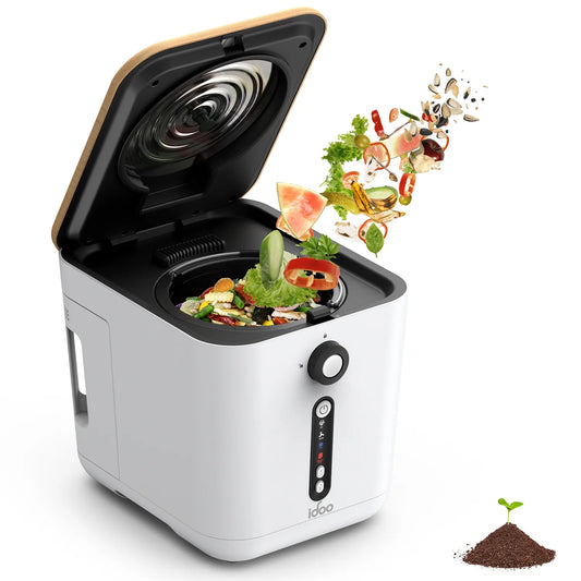 iDOO Electric Kitchen Waste Composter, Automatic Smart Compost Bin with Carbon Filter, Odor-Free, 3L Capacity, White