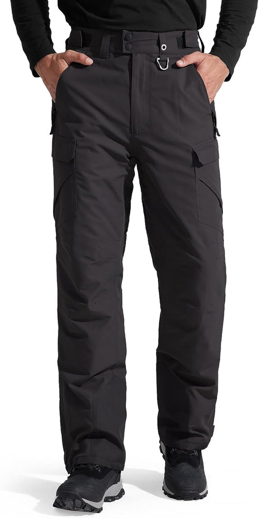 FREE SOLDIER Men's Waterproof Snow Insulated Pants Winter Skiing Snowboarding Pants with Zipper Pockets