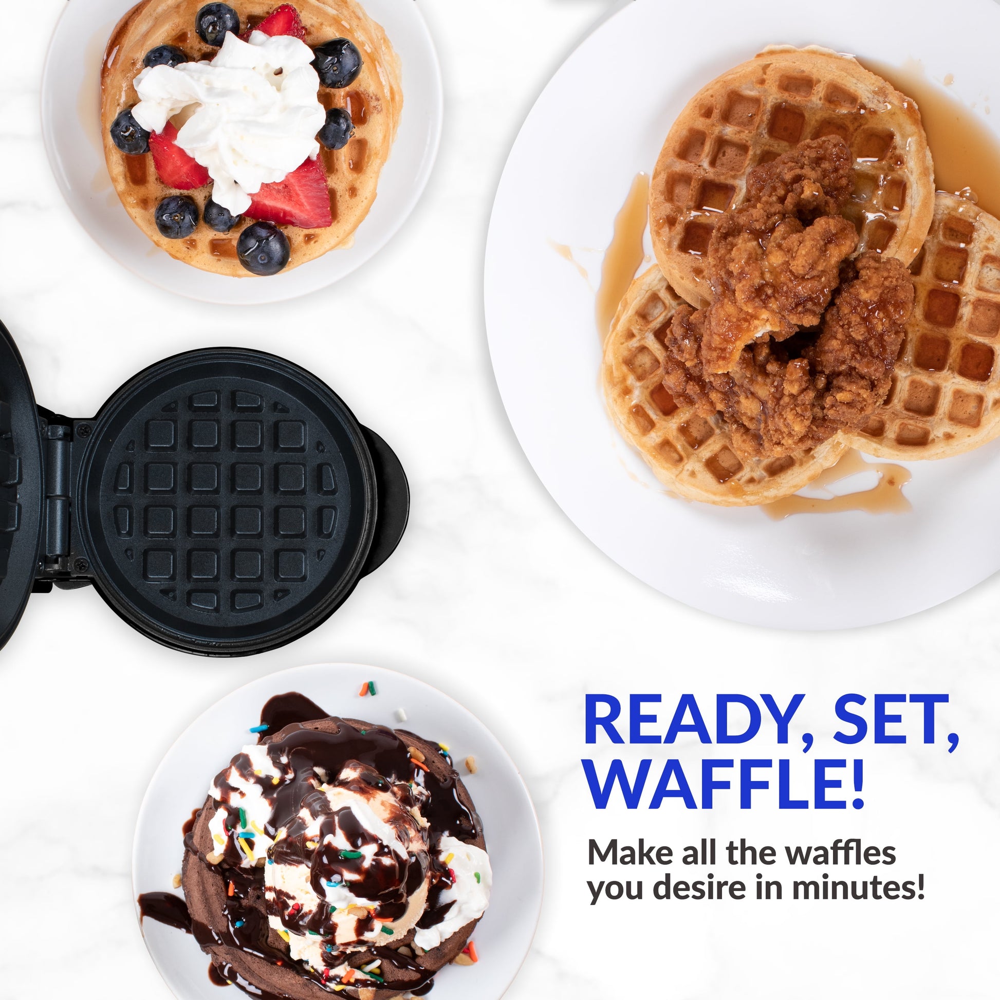 MyMini Waffle Maker, Brown & Black Leopard Print