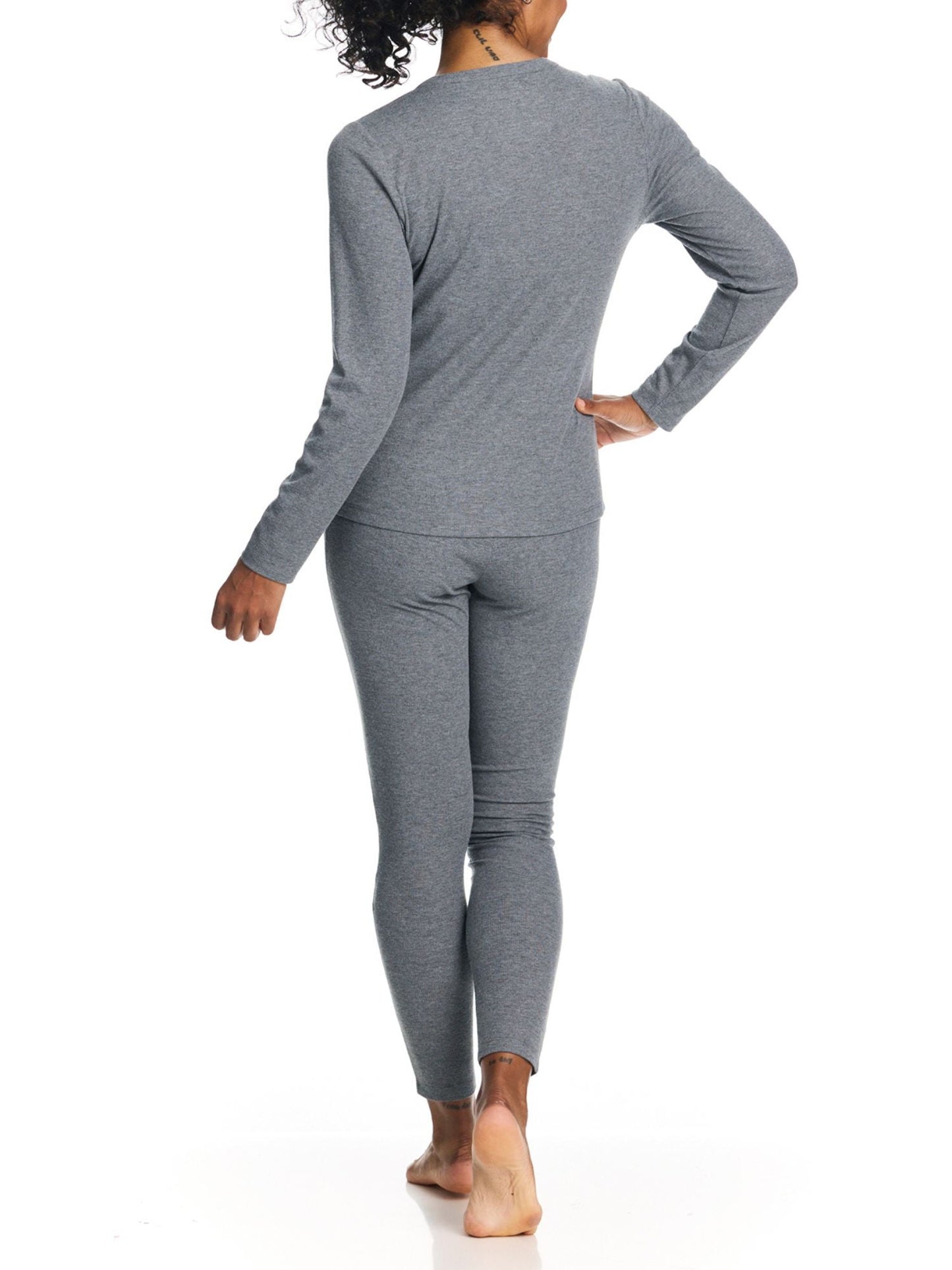 U.S. Polo Assn. Women's Ribbed Henley Long Underwear Thermal Set, 2-Piece Set, Sizes S-3X