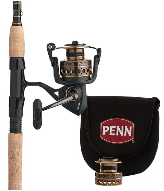 PENN 7' Battle Spinning Fishing Rod and Reel Combo Kit, Size 5000 Reel with Cover, Moderate Action