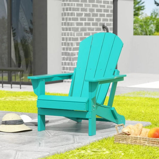 Westintrends Outdoor Folding HDPE Adirondack Chair, Patio Seat, Weather Resistant, Turquoise