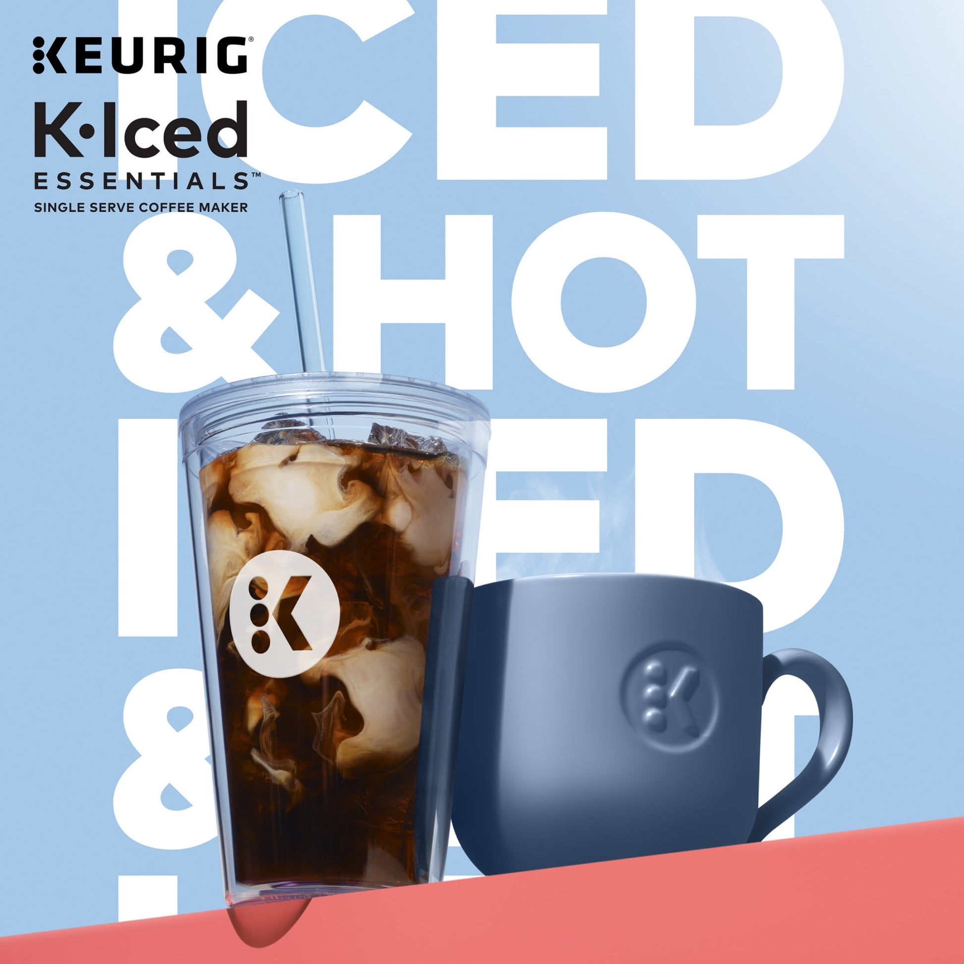 Keurig K-Iced Essentials, Gray Iced and Hot Single-Serve K-Cup Pod Coffee Maker, reusable tumbler included