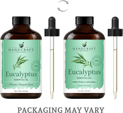 Handcraft Blends Eucalyptus Essential Oil - Huge 4 Fl Oz - 100% Pure and Natural - Premium Grade with Glass Dropper