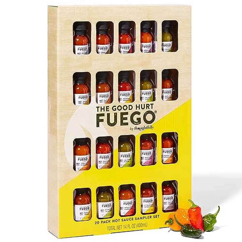 The Good Hurt Fuego Hot Sauce Gift Set, Delicious and Unique Flavors, Set of 20