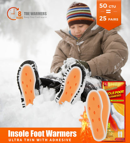 NFTIGB Insole Foot Warmers Value Pack (25 Pairs), Disposable Heat Foot Pad, Safe Natural Odorless Air Activated Heating 8H, Size L for US Women 11-12 / Man 8.5-10