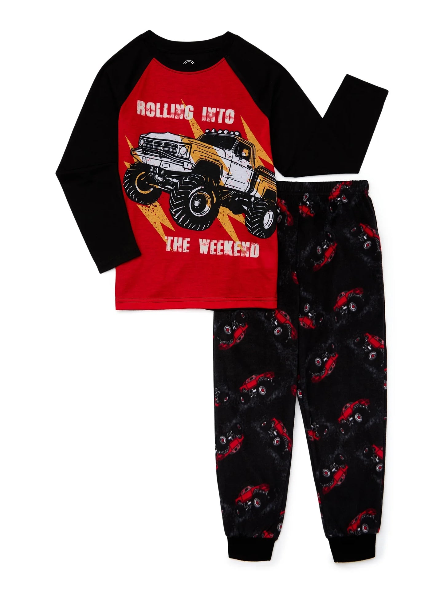 Wonder Nation Boys Truck Long Sleeve Top and Pants, 2 Piece Sleep Set, Sizes 4-18 & Husky