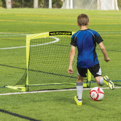 Franklin Sports Blackhawk Soccer Goal - Pop up - Indoor + Outdoor -  Adult + Kids - 4' x 3' - Yellow