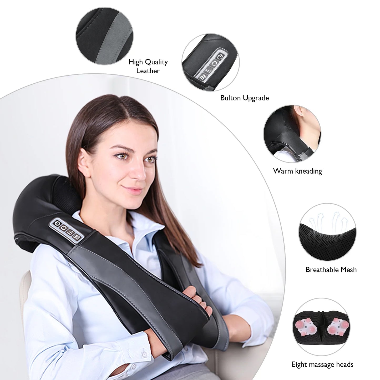 Naipo Shiatsu Neck Shoulder Massager Electric Back Massage with Heat Kneading Massage for Shoulder, Legs, Use in Office and Home