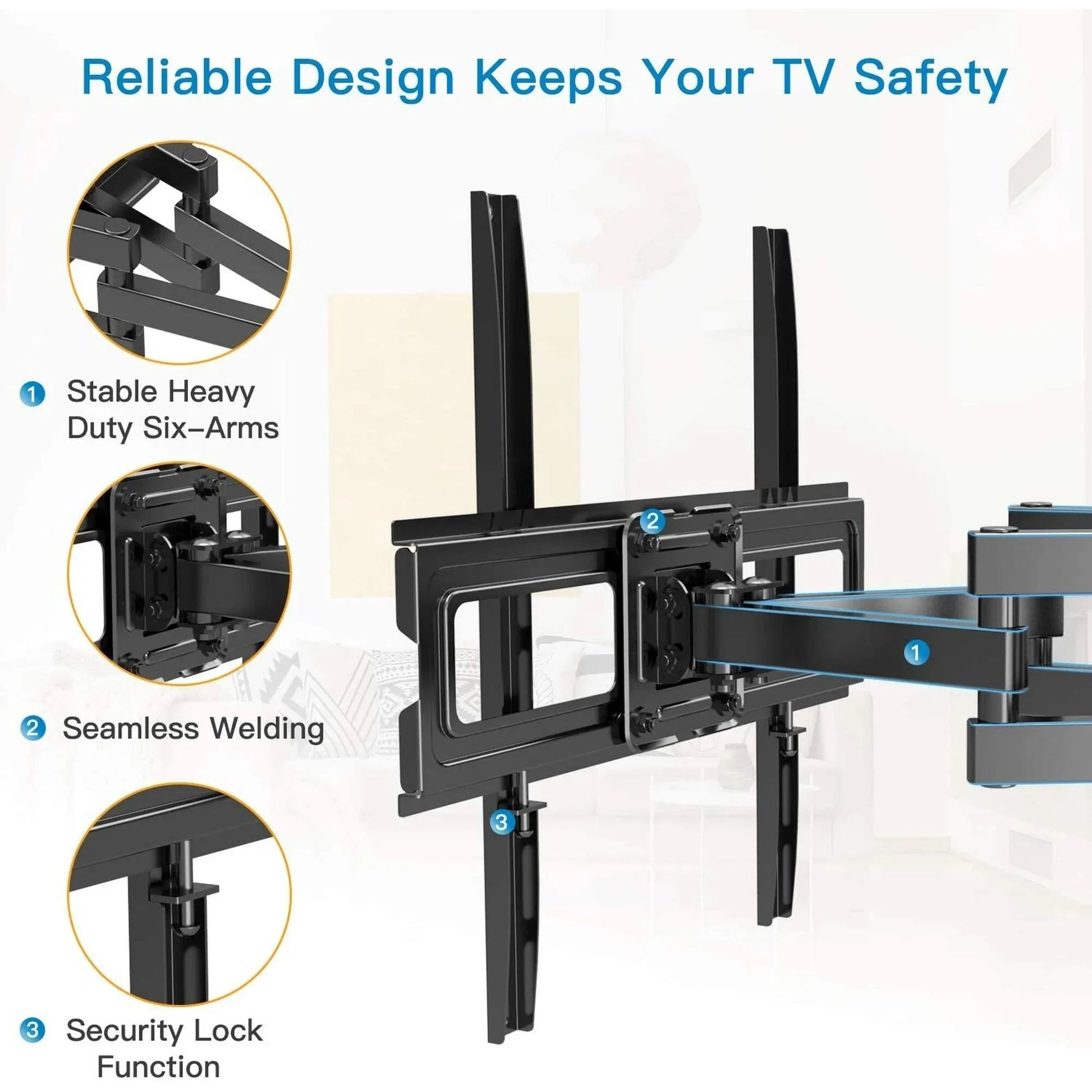 Full Motion Articulating TV Wall Mount Bracket Swivel Tilting, Fits 26-65 Inch Flat & Curved TVs, Holds up to 99lbs