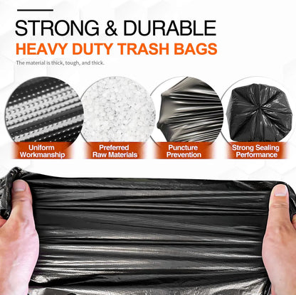 55 Gallon Trash Bags, Heavy Duty Outdoor Garbage Bags (50 Count) for Waste, Lawn and Leaf ,1.5 Mil