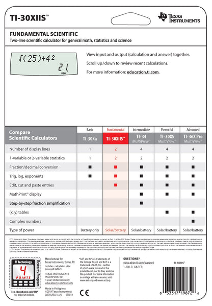 Texas Instruments TI-30X IIS Blue Scientific Calculator