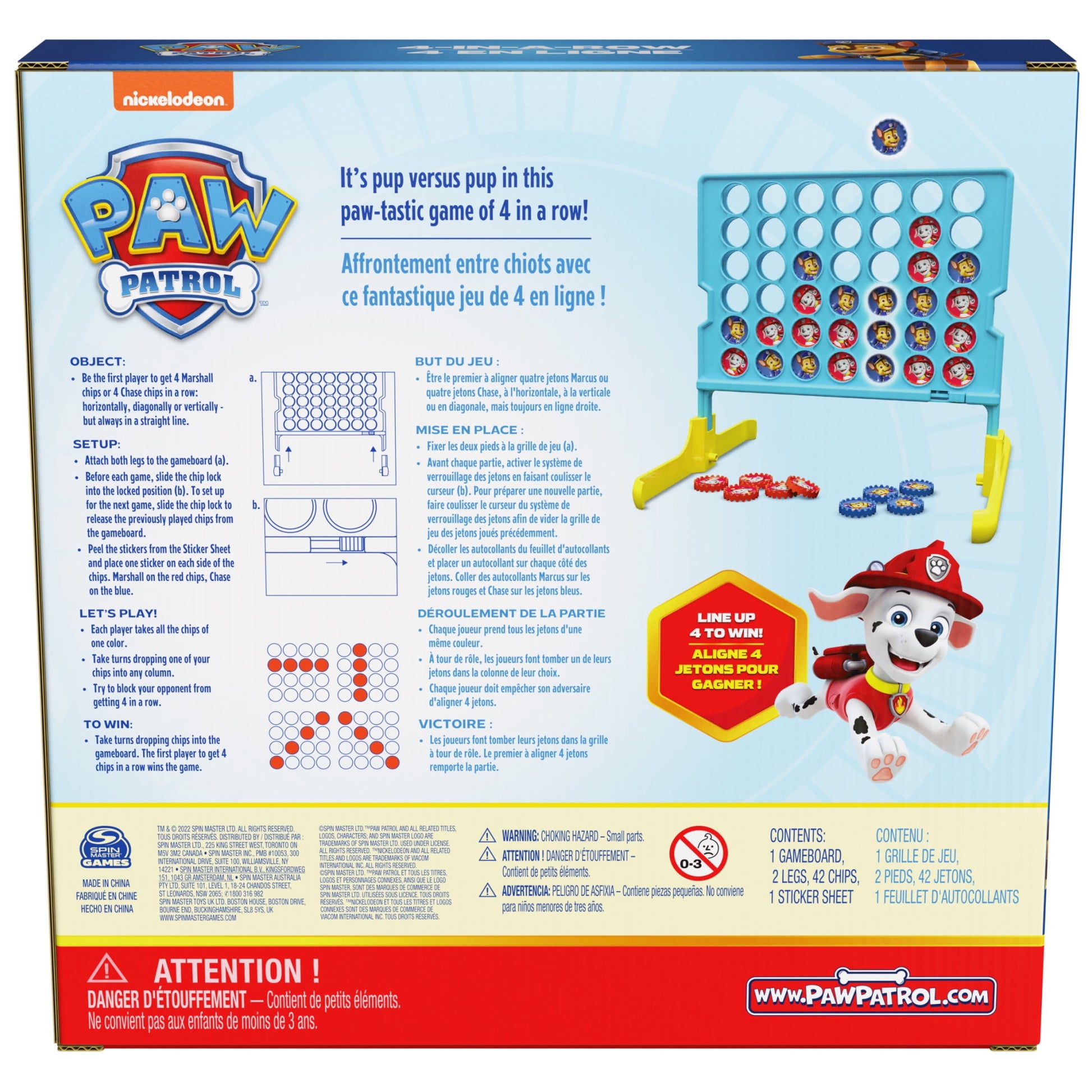 Spin Master Games, Four in Row PAW Patrol Family Board Game for Kids Ages 4 and up