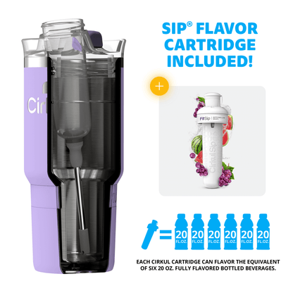 Cirkul 24oz Amethyst On-The-Go StrawSip Tumbler, 1 Flavor Cartridge (FitSip Watermelon Grape)