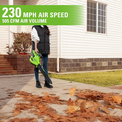 Greenworks 40V (230 MPH / 505 CFM / 75+ Compatible Tools) Cordless Brushless Leaf Blower / Vacuum, 5.0Ah Battery and Charger Included