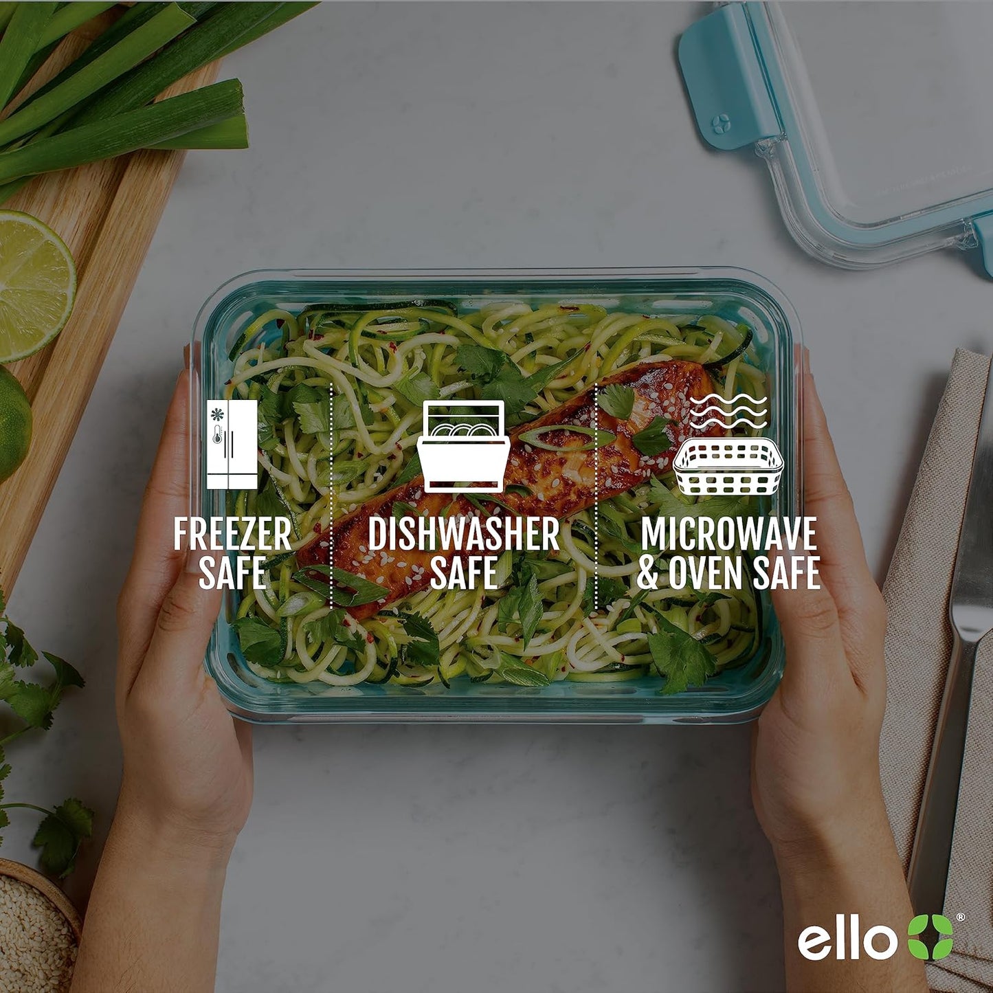 Ello Duraglass 3.4 Cup Meal Prep Sets 10Pc, 5 Pack Set- Glass Food Storage Container with Silicone Sleeve and Airtight BPA-Free Plastic Lids, Dishwasher, Microwave, and Freezer Safe, Fruit Salad