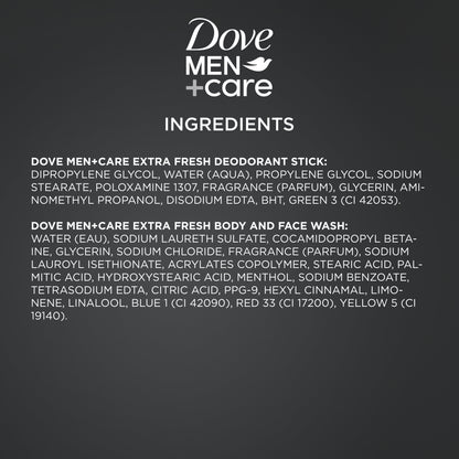 Dove Men+Care Festive Fresh Holiday Men's Gift Set Body + Fash Wash Deodorant Stick & Shower Tool, 3 Count