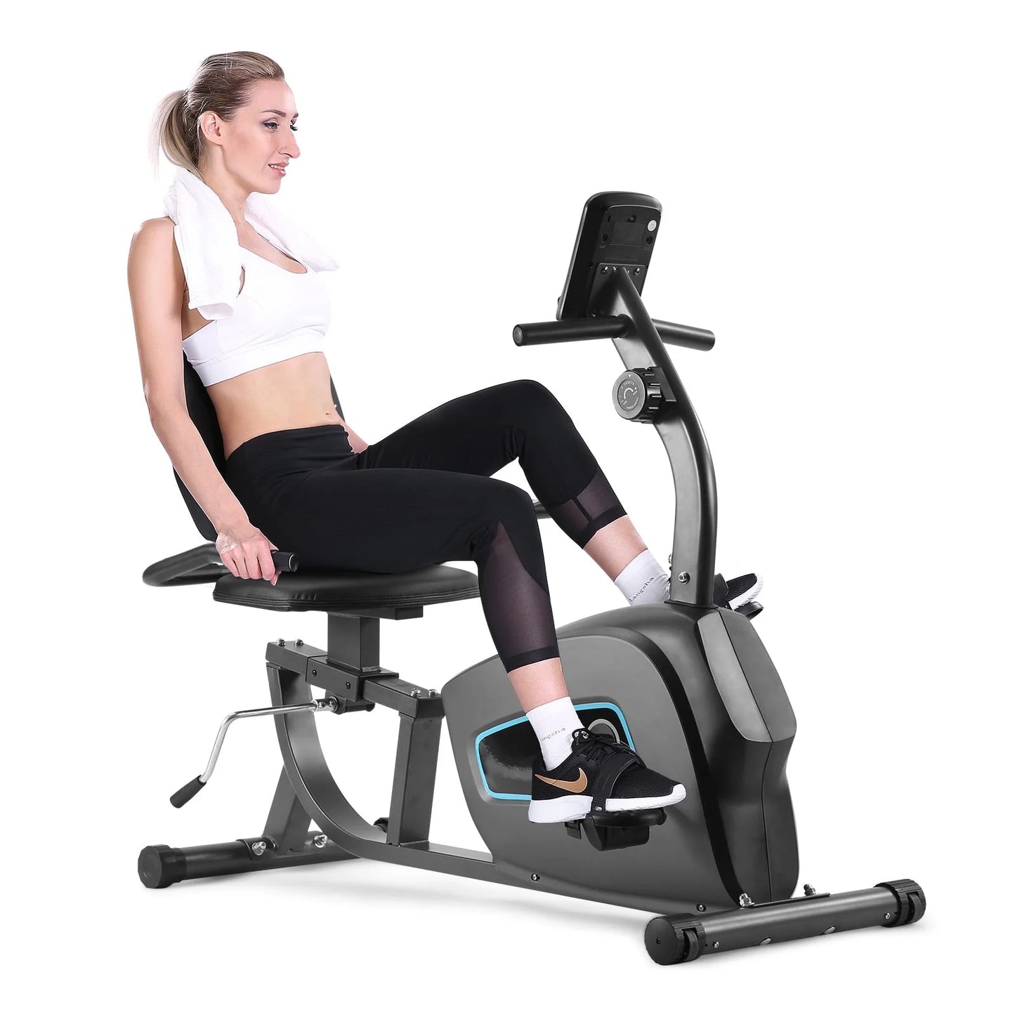 Maxkare Exercise Bike Indoor Recumbent  Exercise Bike Stationary with Adjustable Seat and 8 Resistance Level Seat Height Adjustment