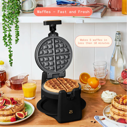 Beautiful Rotating Belgian Waffle Maker, Black Sesame by Drew Barrymore