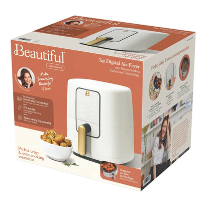 Beautiful 3 Qt Air Fryer with TurboCrisp Technology, White Icing by Drew Barrymore