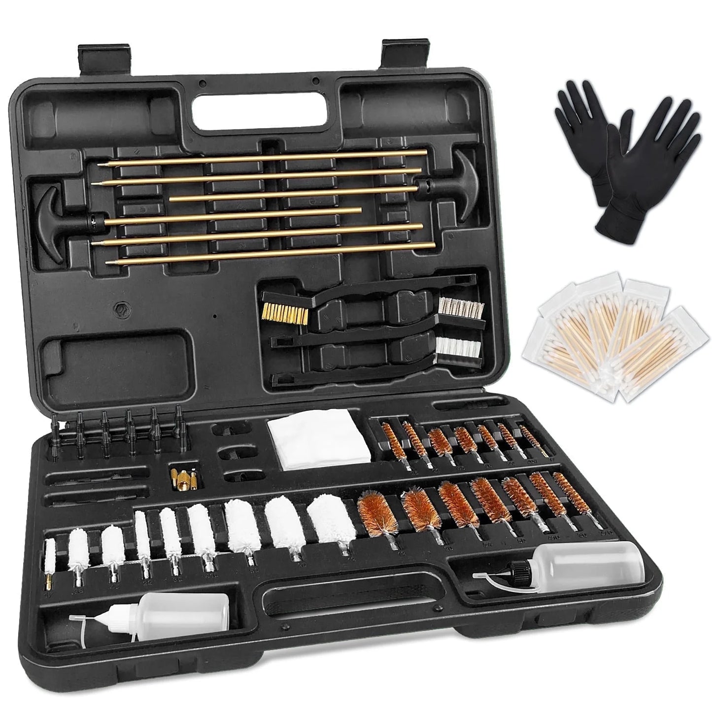 Universal Gun Cleaning Kit Hunting Handgun Shot Gun Cleaning Kit for All Guns with Case Travel Size Portable Metal Brushes