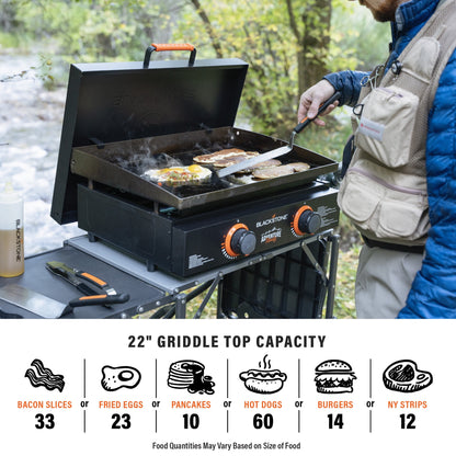 Blackstone Adventure Ready 2-Burner 22" Propane Griddle with Hard Cover in Black