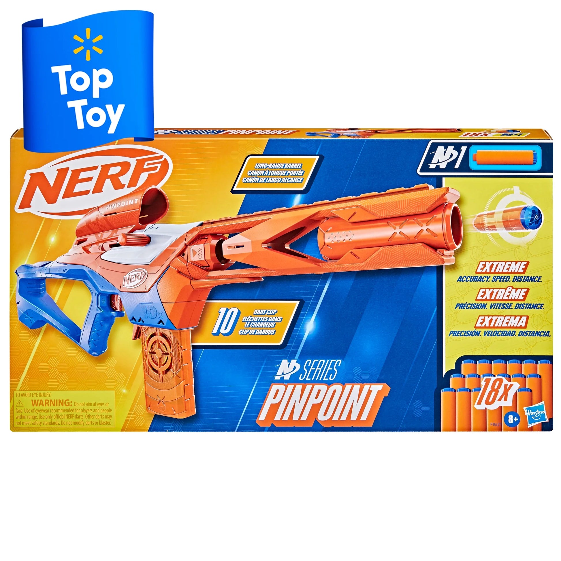 Nerf N Series Pinpoint Blaster, Clip, 18 Nerf N1 Darts Compatible Only with Nerf N Series Blasters, Christmas Gifts for Kids